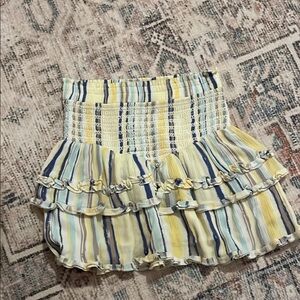 Striped Yellow and Blue Ruffle Skirt